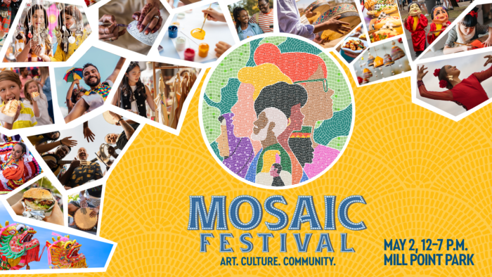 A flyer featuring information regarding the Mosaic Festival.