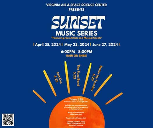 Virginia Air & Space Science Center presents Sunset Music Series featuring Jazz artists & musical greats. 2024 dates