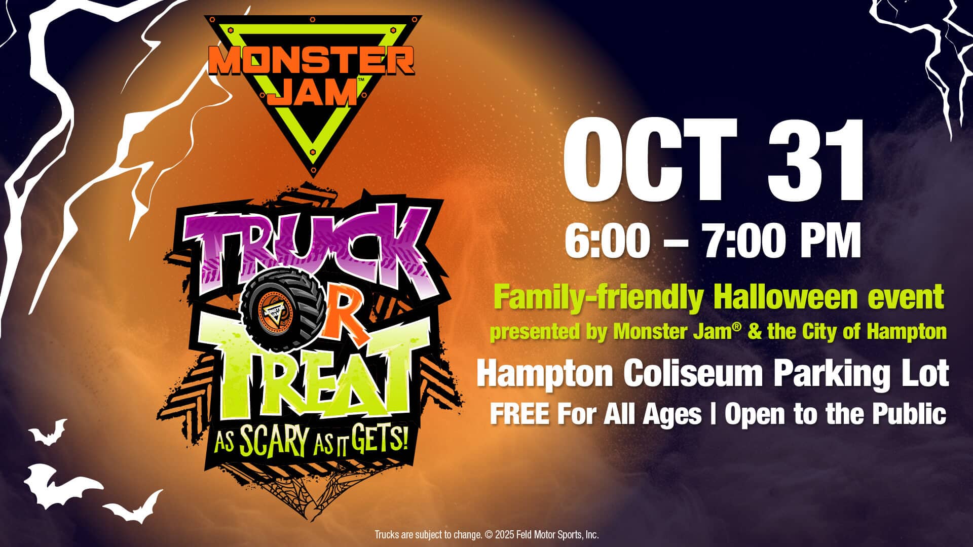 Monster Jam Truck or Treat on Oct. 31, 2025 in Hampton, VA