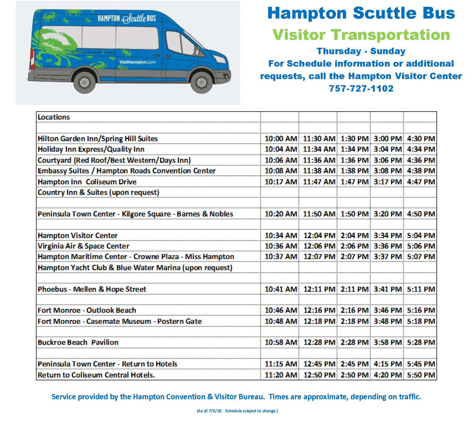 Hampton Scuttle Bus Visitor Transportation